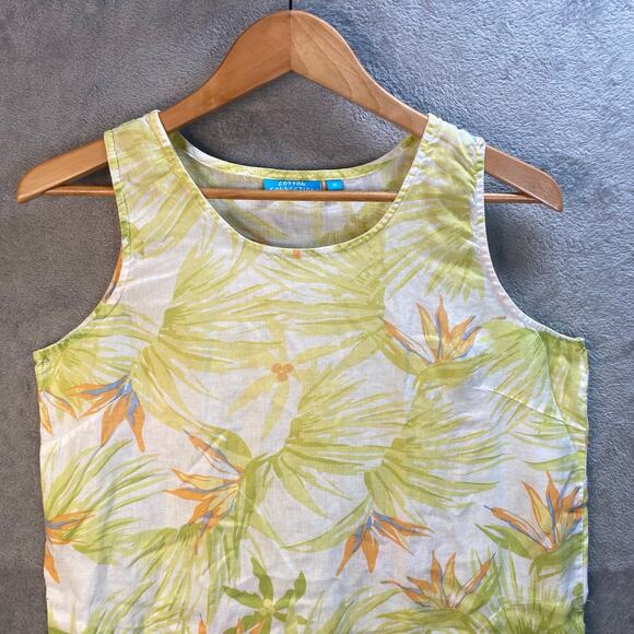 Cotton Connection Dress Medium Linen Hawaiian Tropical Floral‎ Vacation Resort - Picture 4 of 13